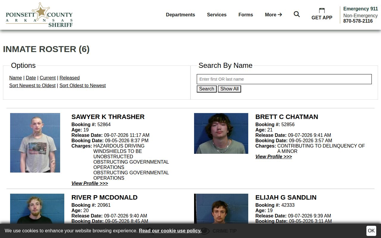 Poinsett County arrest log released roster sorted by release time